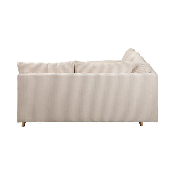 Kampinė sofa kreminės spalvos iš kordinio velveto (su dešiniuoju kampu) Ariella – Ropez-image-4