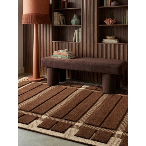 Rankų darbo rudos spalvos/smėlio spalvos iš vilnos kilimas 120x170 cm – Asiatic Carpets-image-1