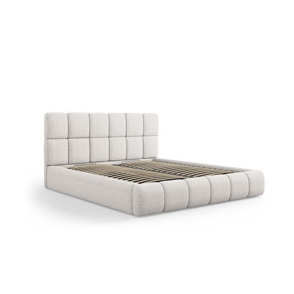 Dvigulė lova šviesiai pilkos spalvos audiniu dengta su sandėliavimo vieta su lovos grotelėmis 140x200 cm Bellis – Micadoni Home