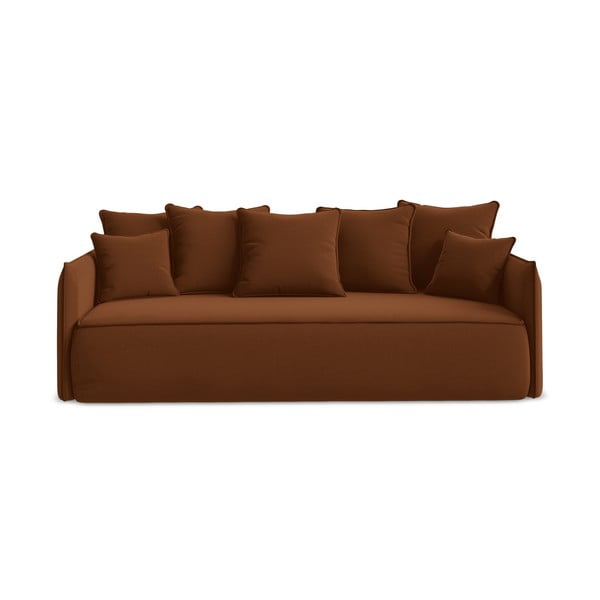 Terakotos spalvos iš velveto sulankstoma/su sandėliavimo vieta sofa 225 cm Hula – Makamii