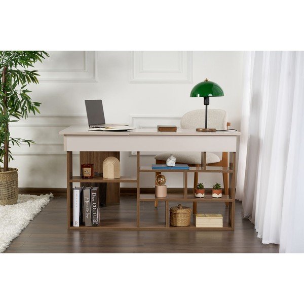 Rašomasis stalas iš riešutmedžio 120x130 cm Vesper – Kalune Design-image-1