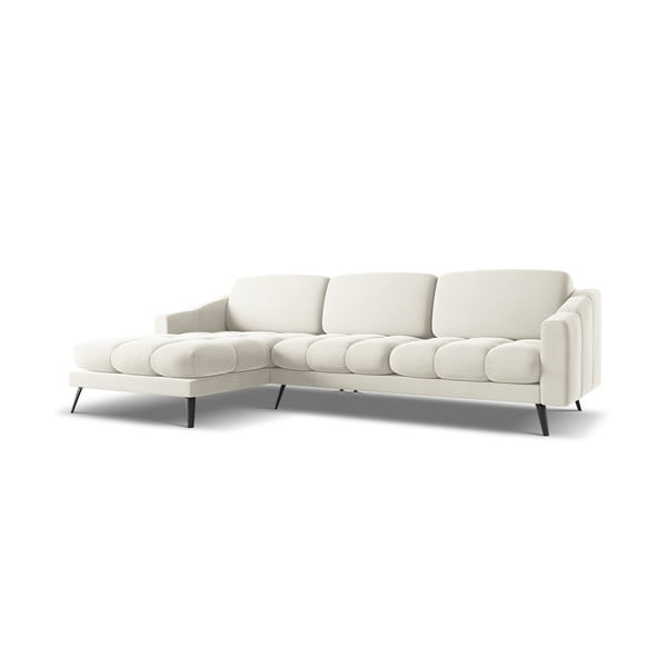 Kreminės spalvos iš velveto kampinė sofa (su kairiuoju kampu) Nalu – Makamii-image-2