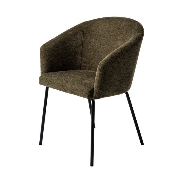 Khaki spalvos iš audinio valgomojo kėdė su porankiais Easton – Unique Furniture-image-2