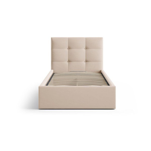Šviesiai rudos spalvos viengulė lova audiniu dengta su sandėliavimo vieta su lovos grotelėmis 90x200 cm Phaedra – Micadoni -image-3