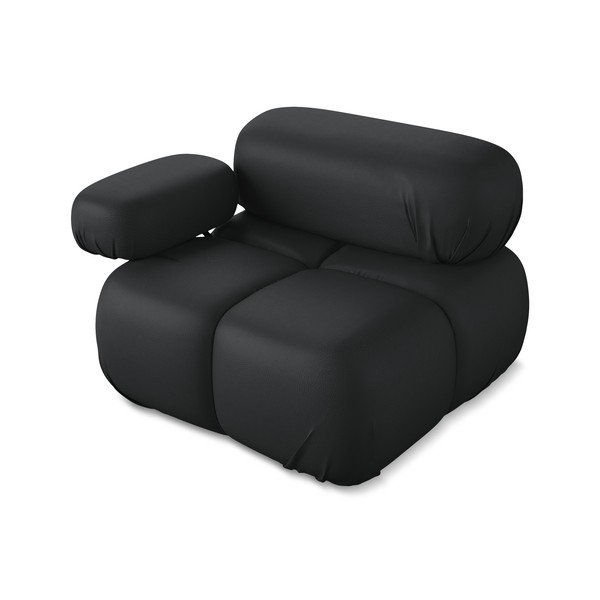 Juodos spalvos iš dirbtinės odos modulinė sofos dalis (su kairiuoju kampu) Lokua – Makamii-image-3