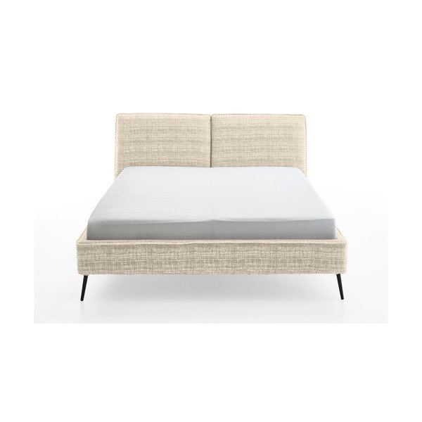 Smėlio spalvos dvigulė lova audiniu dengta be grotelių 200x200 cm Infinity – Meise Möbel-image-4