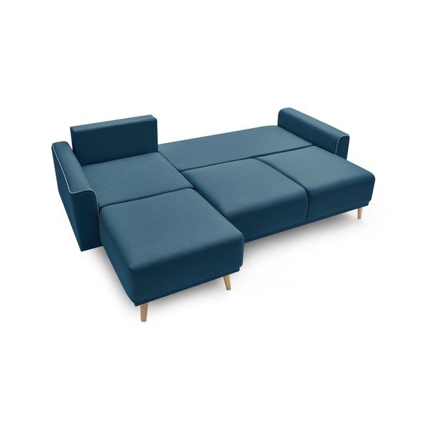 "Bobochic Paris Mola" tamsiai mėlyna kampinė sofa-lova, kairysis kampas-image-3