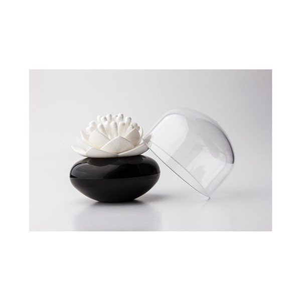 Juodai baltas medvilnės tamponų laikiklis Qualy&CO Lotus Cotton Bud-image-1