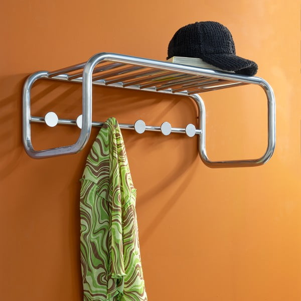 Sidabrinės spalvos iš metalo sieninė lentyna su lentyna 72 cm Retro – Spinder Design-image-4