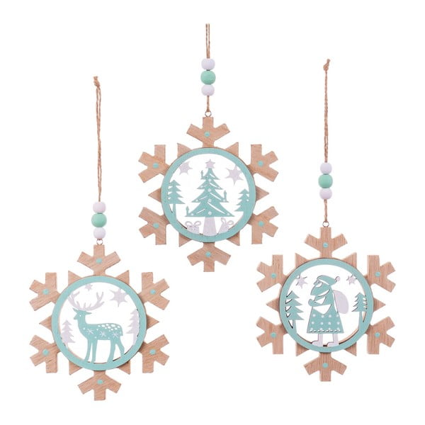 3 vnt. pakabinamų kalėdinių dekoracijų rinkinys Snowflake - Casa Selección