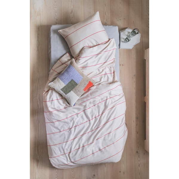 Iš satino medvilnės viengulė patalynė raudonos spalvos/smėlio spalvos 140x200 cm Align – Mette Ditmer Denmark-image-1