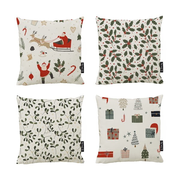 Dekoratyviniai pagalvių užvalkalai 4 vnt. su Kalėdų motyvu 45x45 cm Santa – Butter Kings