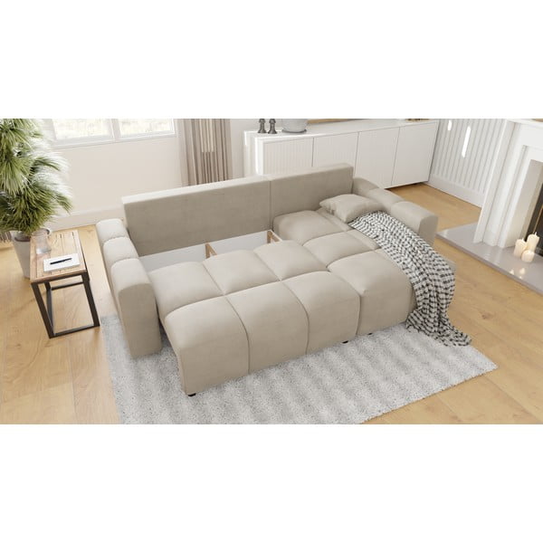 Kampinė sofa smėlio spalvos (kintama) Luki – Ropez-image-4