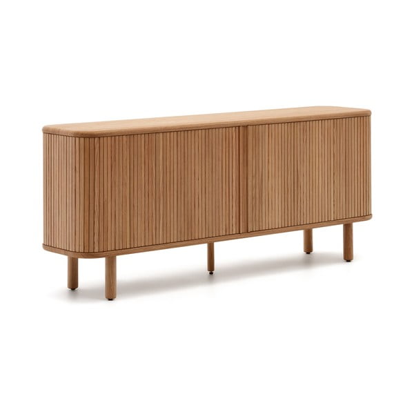 Natūralios spalvos šoninė spintelė iš uosio su stumdomomis durimis 180x75,5x40 cm Mailen – Kave Home-image-4