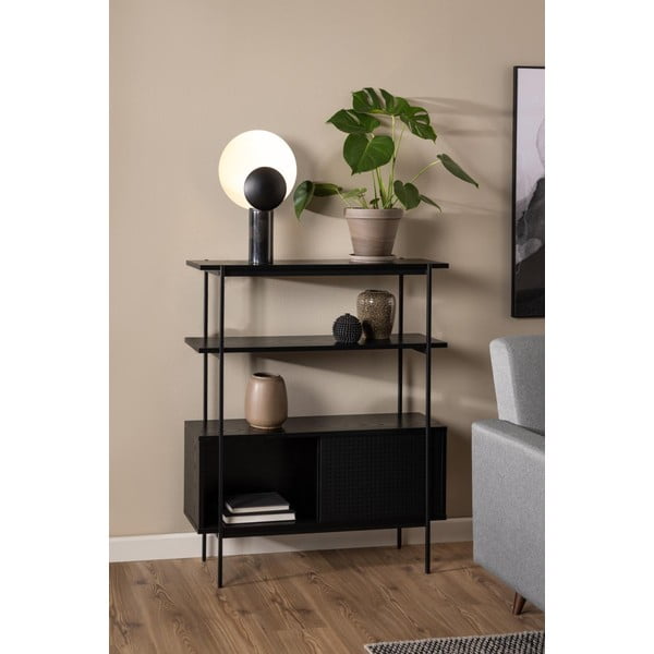Knygų spinta  juodos spalvos iš uosio su stumdomomis durimis 94x114 cm Angus – Actona-image-1