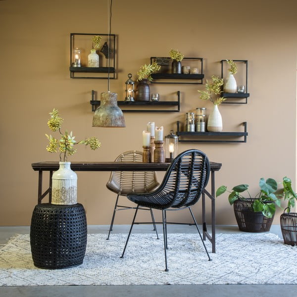 Matinė juoda eglės medienos lentyna Maddison - Light & Living-image-1