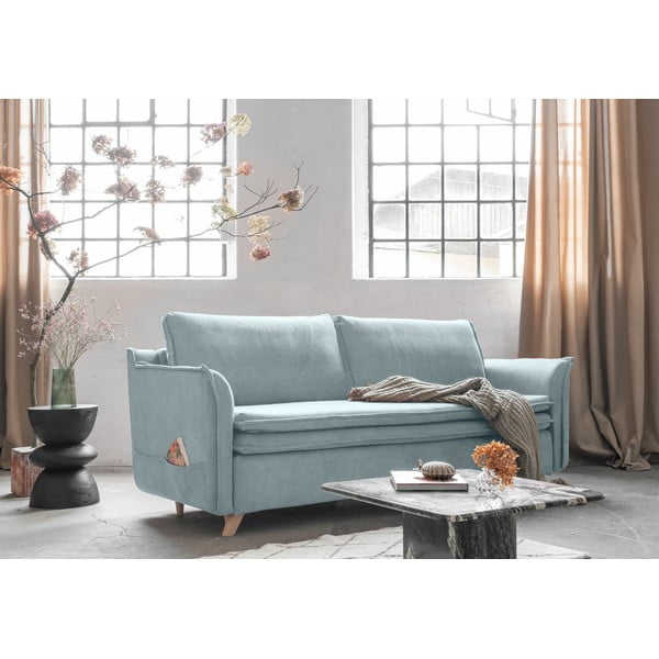 Iš velveto sulankstoma sofa šviesiai mėlynos spalvos 225 cm Charming Charlie – Miuform-image-3
