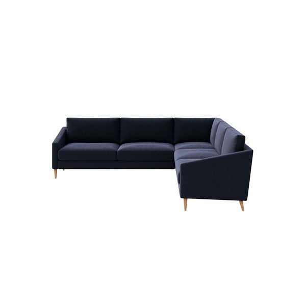 Kampinė sofa tamsiai mėlynos spalvos iš velveto Karoto – Ame Yens-image-4