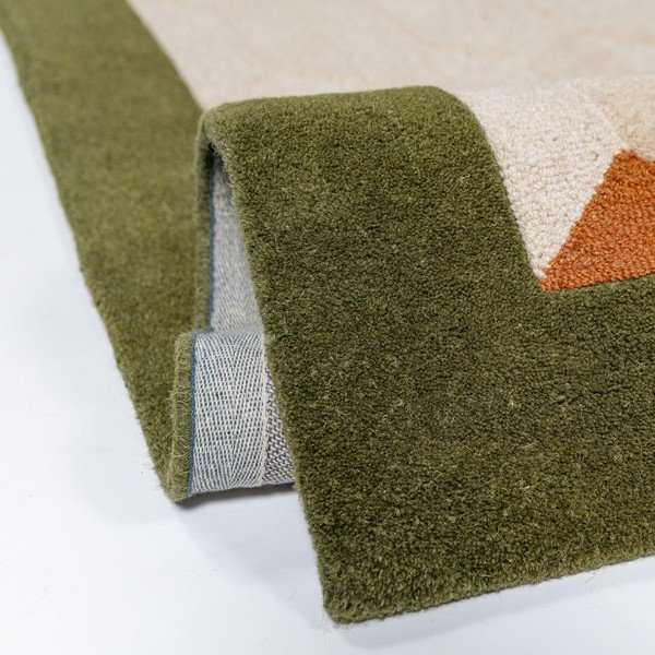 Rankų darbo žalios spalvos/natūralios spalvos iš vilnos kilimas 60x230 cm Apex Border Wool – Flair Rugs-image-3
