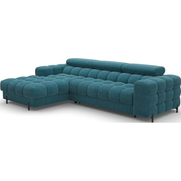Mėlynos spalvos iš boucle sulankstoma/su sandėliavimo vieta kampinė sofa (su kairiuoju kampu/su gultu) Felro – ELTAP-image-2