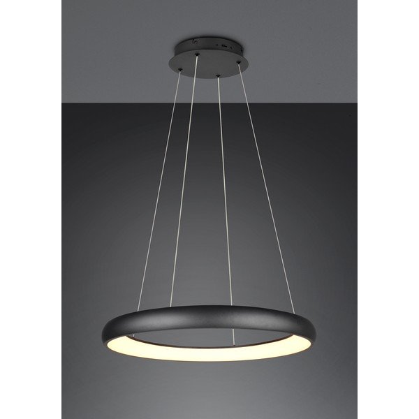 Kabantis šviestuvas juodos spalvos LED su pritemdymo funkcija ø 75 cm su metaliniu gaubtu Cardona – Trio-image-1