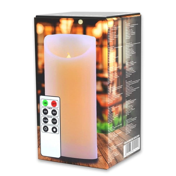 LED žvakė su nuotolinio valdymo pulteliu DecoKing Wax, aukštis 15 cm-image-2