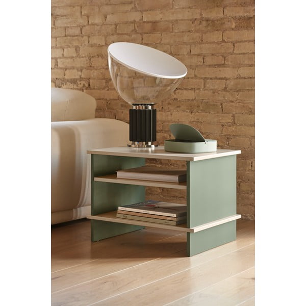 Naktinis staliukas žalios spalvos/kreminės spalvos su lentynomis Inari – Teulat-image-1