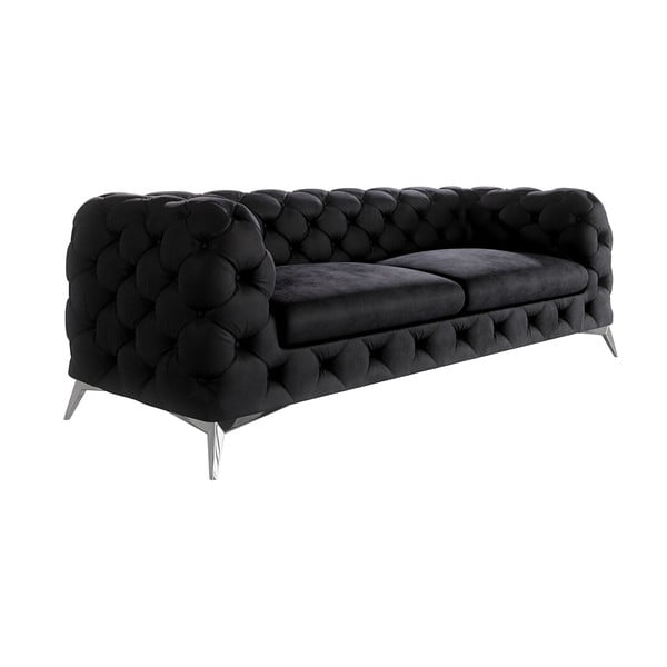 Juodos spalvos iš velveto sofa 225 cm Chelsea – Ropez-image-1