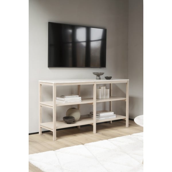 Baltas konsolinis stalas su akmeniniu stalviršiu 140x40 cm Orwel - Rowico-image-1