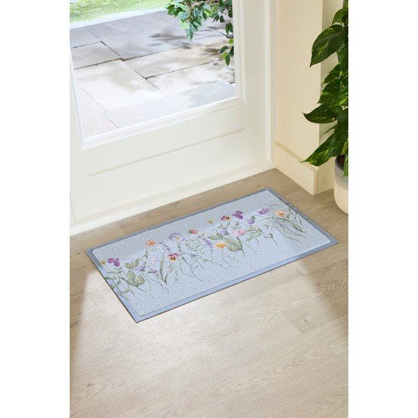 Iš PVC grindų kilimėlis 40x70 cm Blue Wild Flowers – Artsy Doormats-image-1