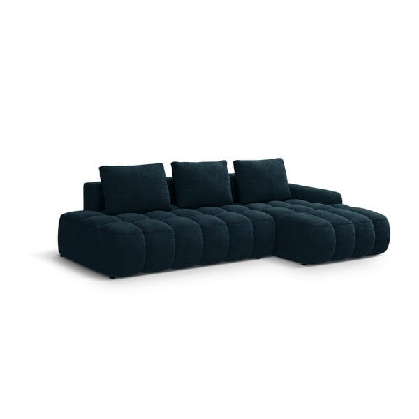 Smaragdinės spalvos iš velveto sulankstoma/su sandėliavimo vieta kampinė sofa (su dešiniuoju kampu/su gultu) Linz – Cosmopolitan Design-image-2