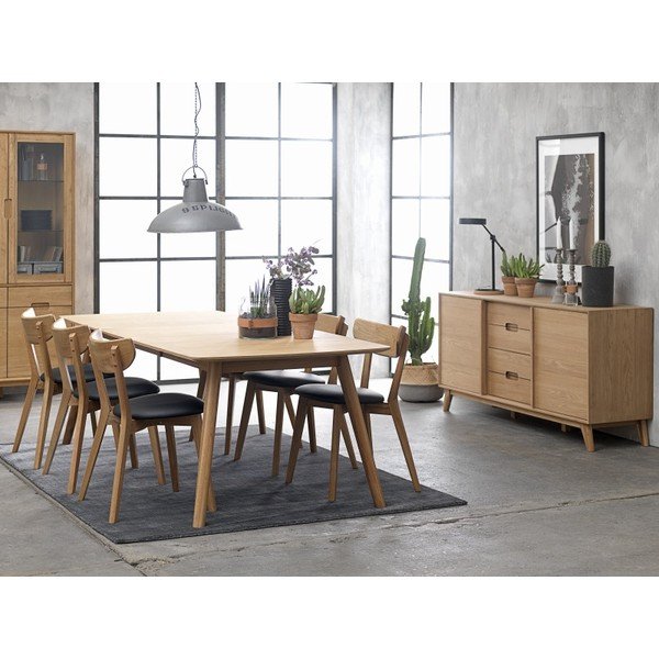 Žema šoninė spintelė natūralios spalvos iš ąžuolo 160x80 cm Rho – Unique Furniture-image-1