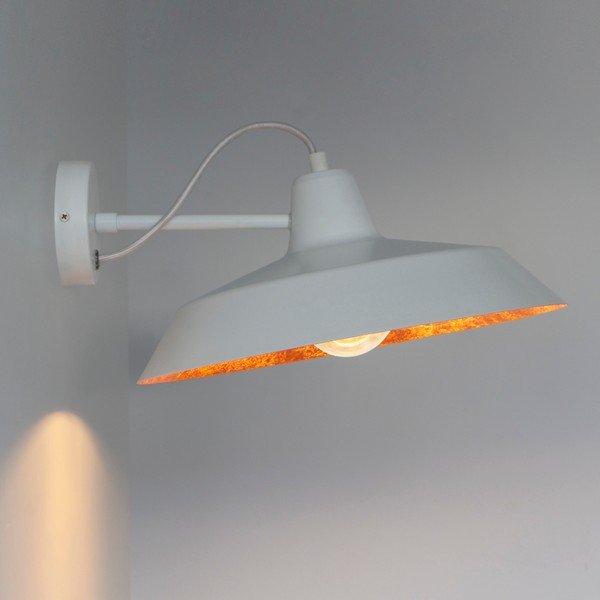 Baltas sieninis šviestuvas su vario spalvos detalėmis Sotto Luce Cinco Basic, ⌀ 40 cm-image-1