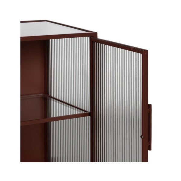 Iš metalo vitrina raudonos plytų spalvos 120x85 cm Harris – Ixia-image-4