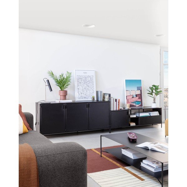 Juodos spalvos iš plieno šoninė spintelė 160x72x35 cm Shantay – Kave Home-image-2