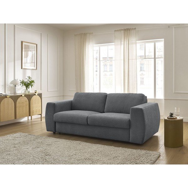 Tamsiai pilkos spalvos sofa miegojimui/sulankstoma iš šenilinio audinio 220 cm Hugo – Bobochic Paris-image-1