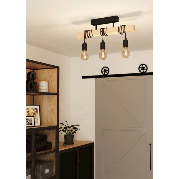 Kabantis šviestuvas juodos spalvos/natūralios spalvos TOWNSHEND – EGLO-image-1