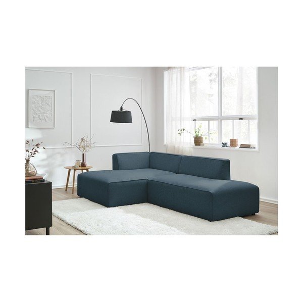 Tamsiai mėlynos spalvos modulinė kampinė sofa (su kairiuoju kampu/„L“ formos) Megeve – Bobochic Paris-image-1