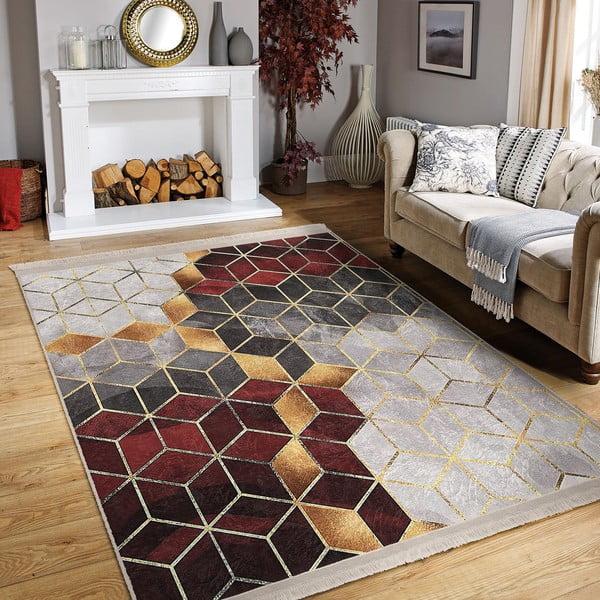 Skalbiamas kilimas bordo spalvos/pilkos spalvos 160x230 cm – Mila Home-image-1