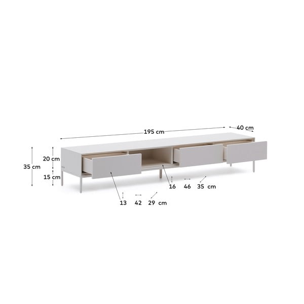TV spintelė baltos spalvos 195x35 cm Vedrana – Kave Home-image-4