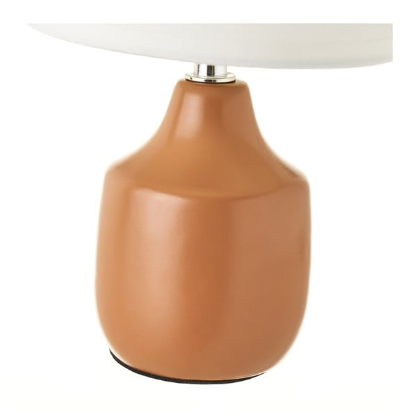 Iš keramikos stalinis šviestuvas baltos spalvos/rudos spalvos (aukštis 24 cm) su tekstiliniu gaubtu – Casa Selección-image-3