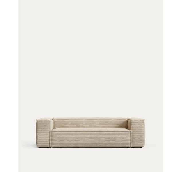 Smėlio spalvos sofa iš kordinio velveto 240 cm Blok – Kave Home