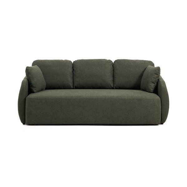 Tamsiai žalios spalvos sulankstoma sofa iš šenilinio audinio 218 cm Laira – Kave Home