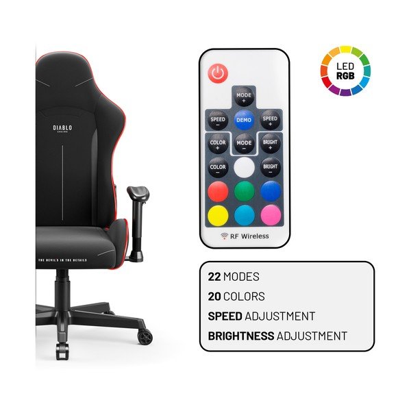 Žaidimų kėdė juodos spalvos X-Starter LED – Diablo Chairs-image-2