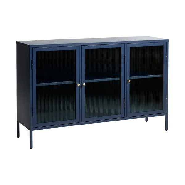 Mėlynos spalvos metalinė vitrina Unique Furniture Bronco, aukštis 85 cm-image-1