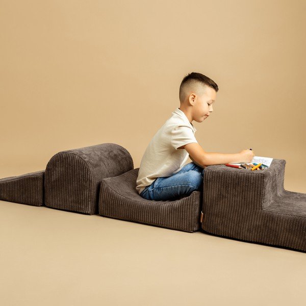 Khaki spalvos iš velveto putų žaidimų aikštelė 5 vnt. aukštis 30 cm 250x45 cm Montessori – Meowbaby-image-4