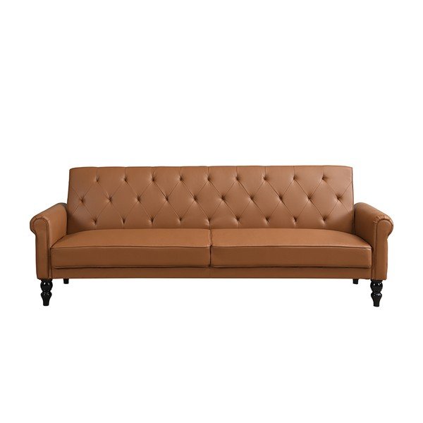 Konjako rudos spalvos reguliuojama/sulankstoma sofa iš dirbtinės odos 222 cm Tyne – Støraa