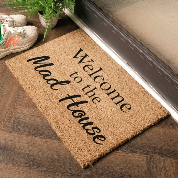 Iš kokoso pluošto grindų kilimėlis 40x60 cm Welcome to the Mad House – Artsy Doormats-image-1
