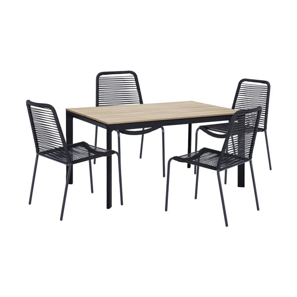 4 juodų valgomojo kėdžių Kai ir stalo Thor komplektas - Bonami Essentials