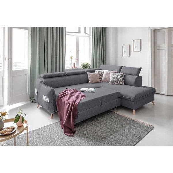 Sulankstoma kampinė sofa tamsiai pilkos spalvos (su dešiniuoju kampu) Sweet Harmony – Miuform-image-4